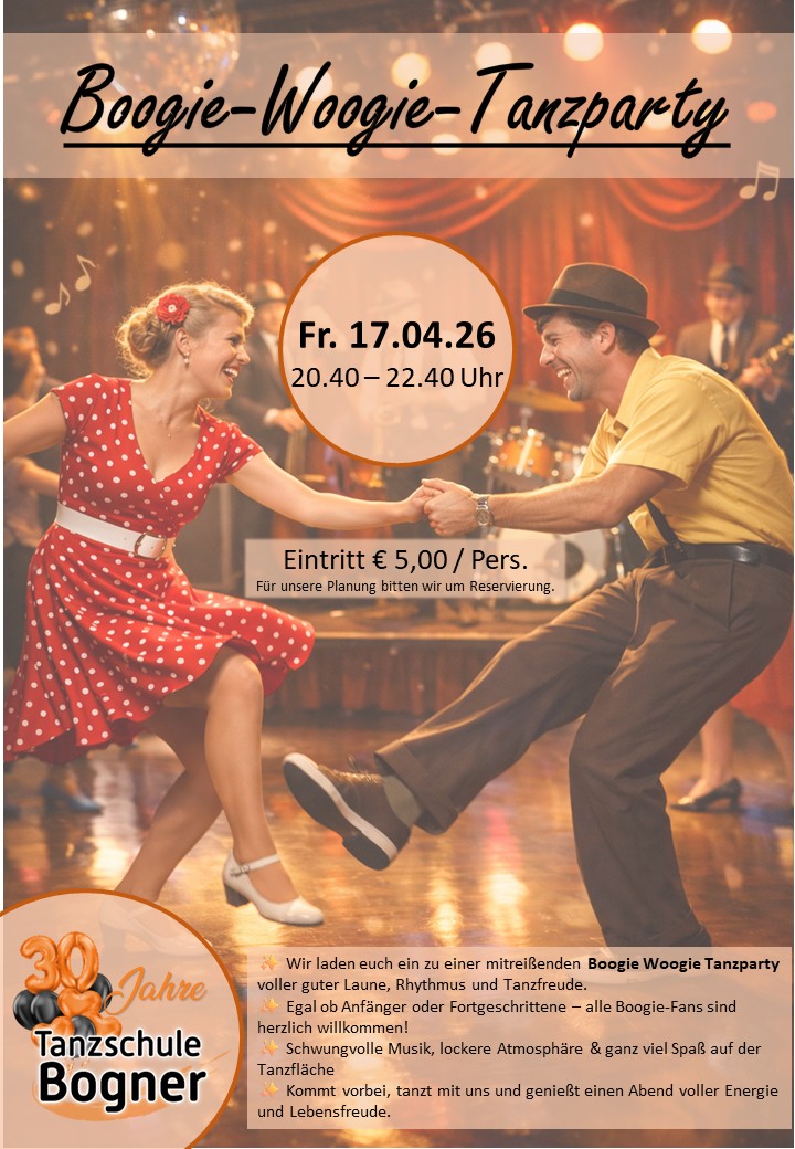 Mehr über den Artikel erfahren Boogie Woogie Tanzparty Fr. 17.04.26