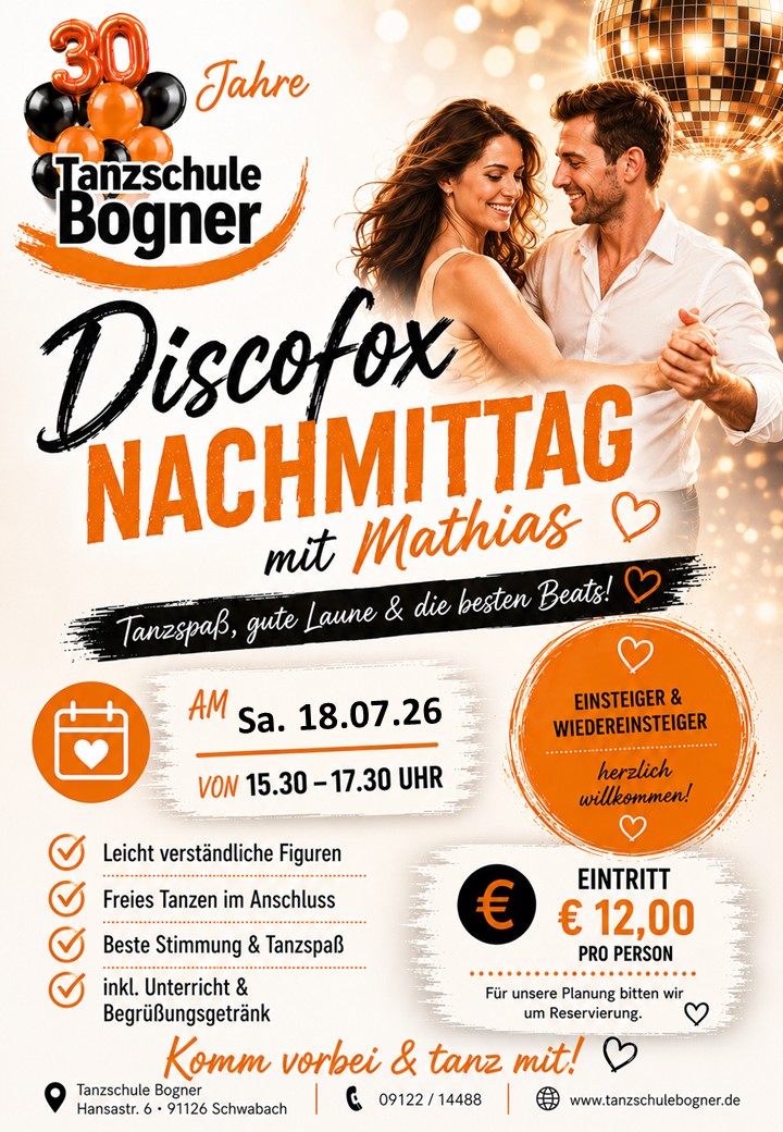 Mehr über den Artikel erfahren Discofox-Nachmittag 18.07.2026