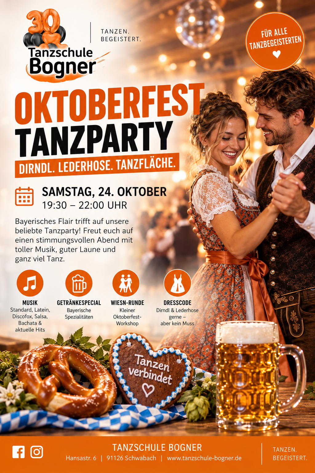 Du betrachtest gerade Oktoberfest Tanzparty Sa. 24.10.26 – NEUE Uhrzeit